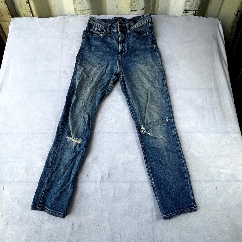 BDG Girlfriend Jeans Womens 26 Blue Whisker Denim Skinny Leg Casual Distressed